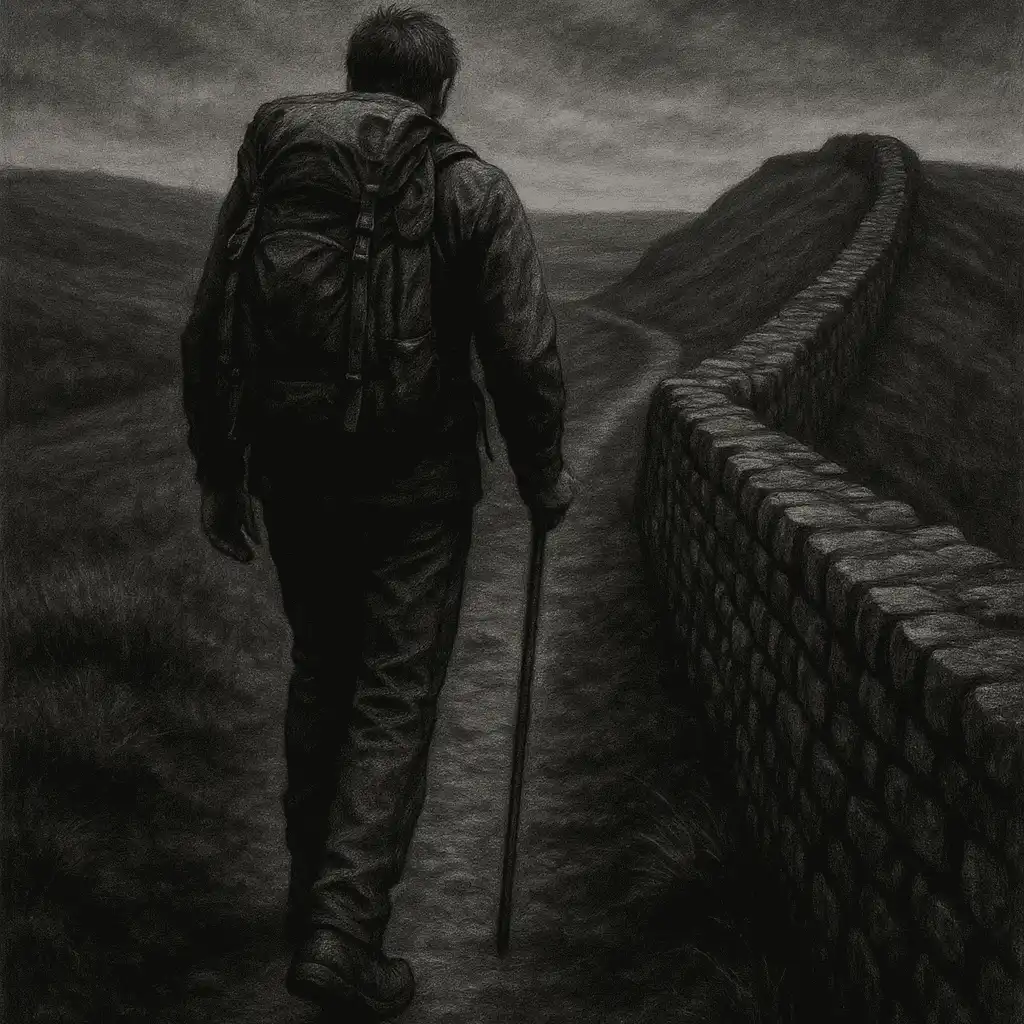 A path leading through a misty northern English landscape
